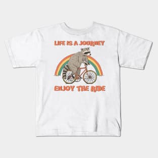 Raccoon Ride Bike Life Is A Journey Kids T-Shirt